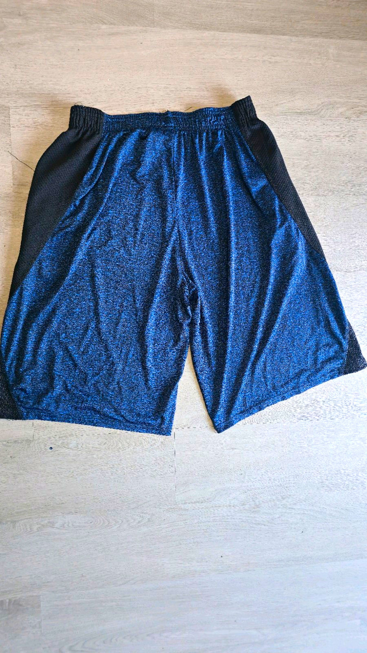 Game Time Men's Mesh Athletic Shorts L Blue/Black Polyester